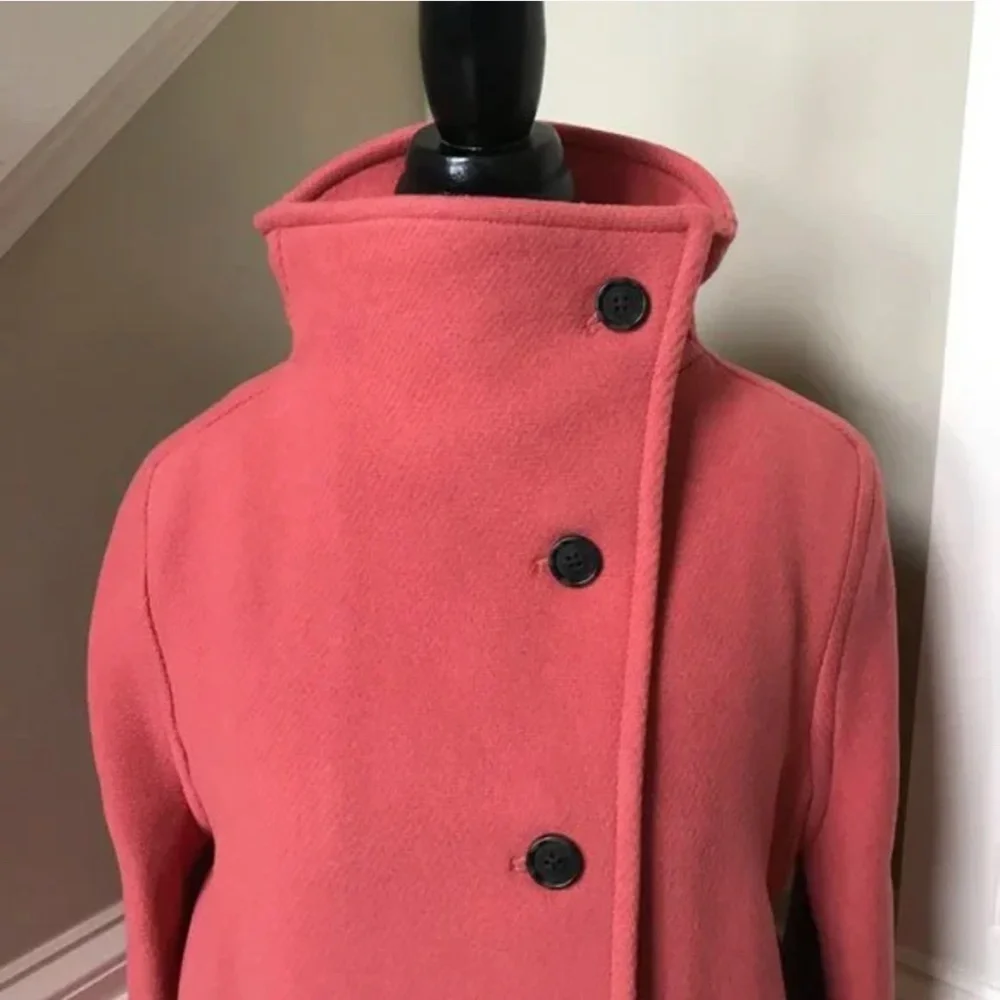 NWT JCREW Villa Cocoon Coat Womens P0 Coral Mid Length Stadium Cloth Wool Petite - Picture 6 of 11
